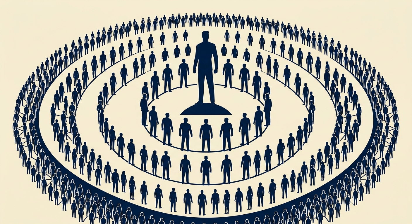 Round-G candidate G01-HC-editorial-figure: HC1 — central figure + concentric silhouette tiers (matches #4511 aesthetic)